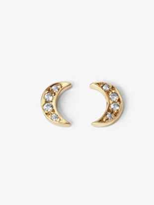 Aros de oro 18k luna con circonitas