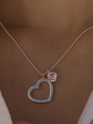COLLAR CON CORAZON CALADO Y CIRCON