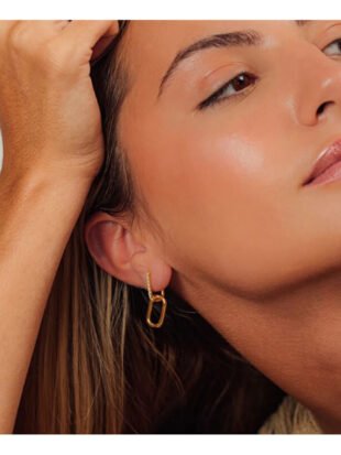 AROS OVALES ENTRELAZADOS CON CIRCONITA DORADOS