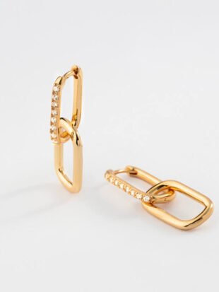 AROS OVALES ENTRELAZADOS CON CIRCONITA DORADOS